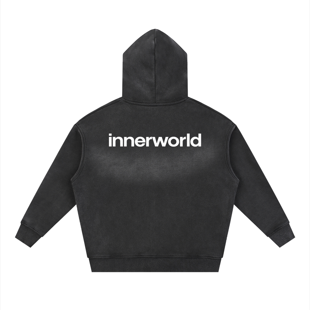 Sunfade Two-way Zipper Boxy Fleece Hoodie
