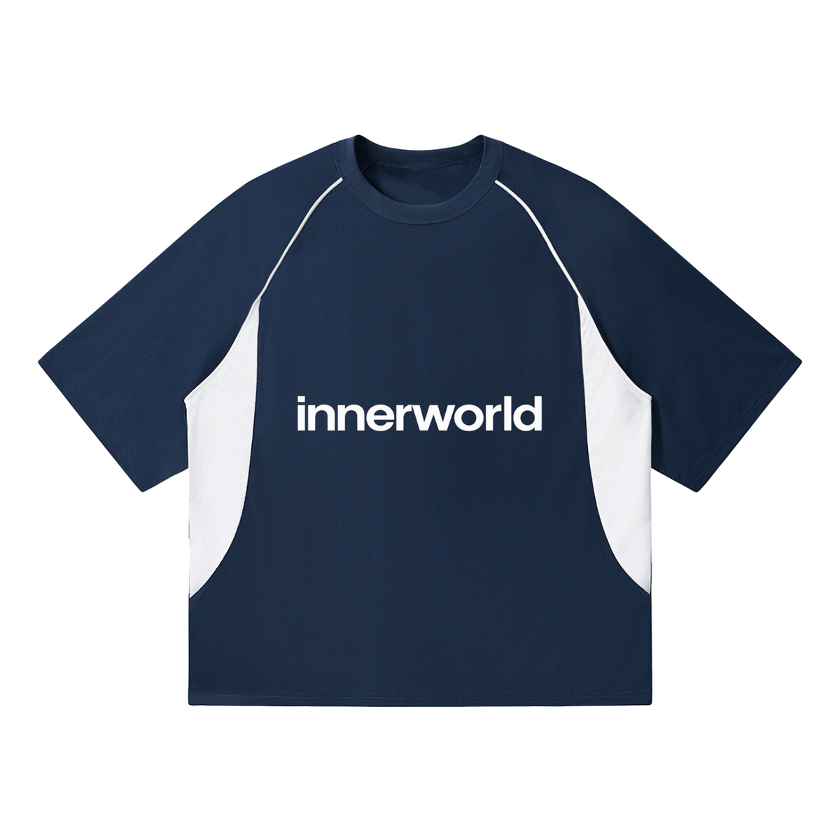 innerworld contrast piping panel raglan tee