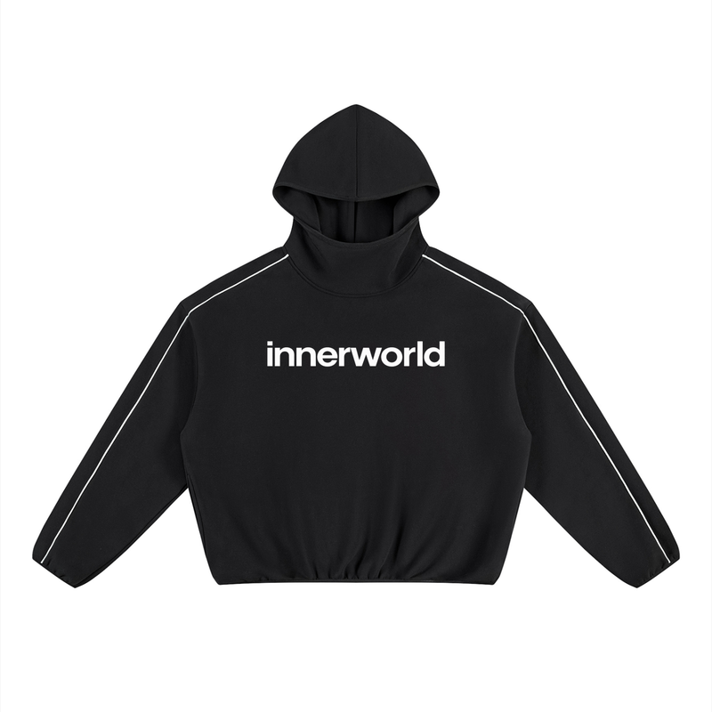 innerworld boxy piping fleece hoodie
