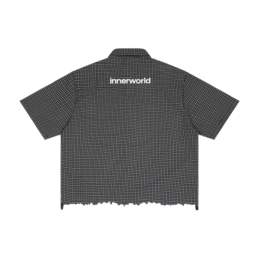 innerworld distressed plaid boxy tee