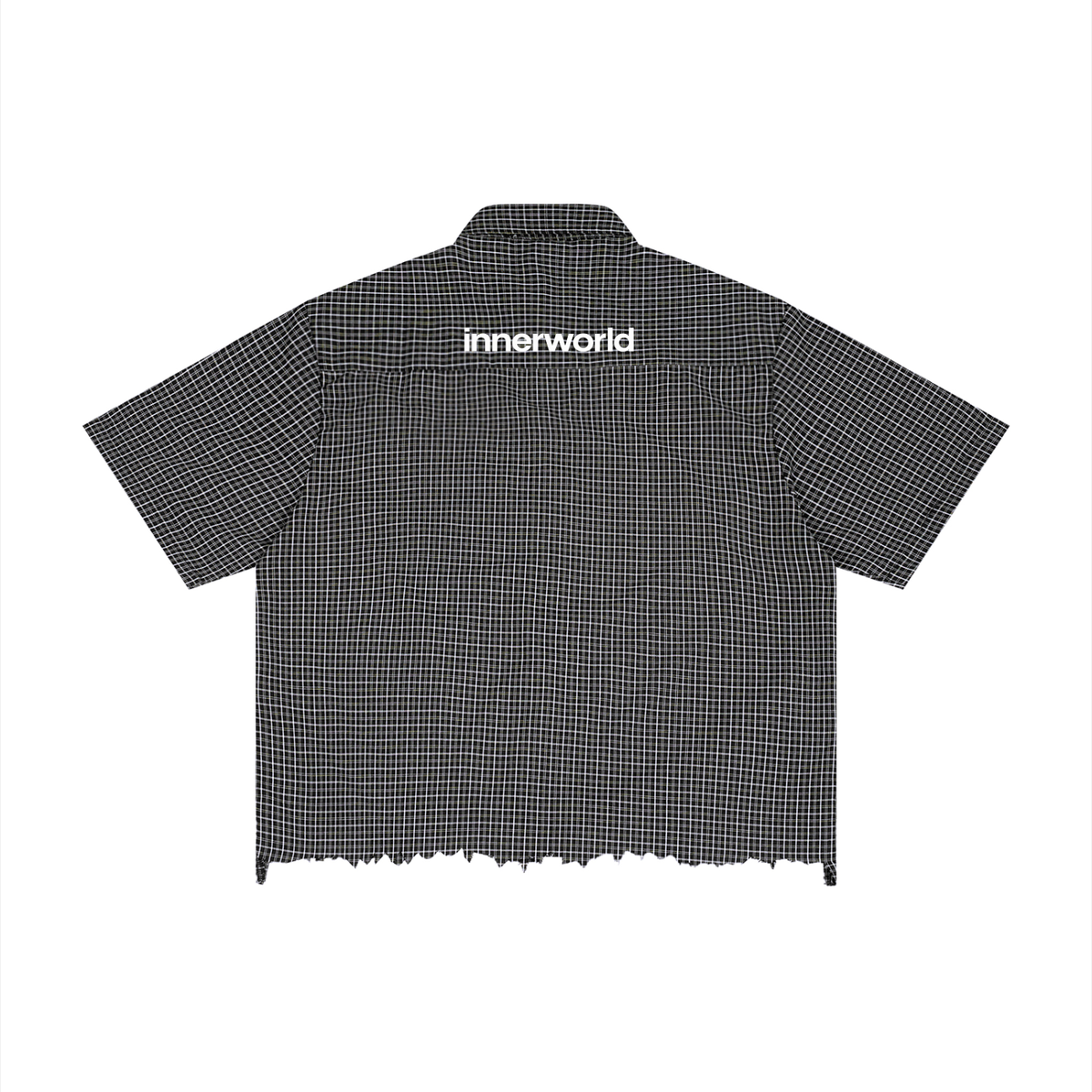 innerworld distressed plaid boxy tee