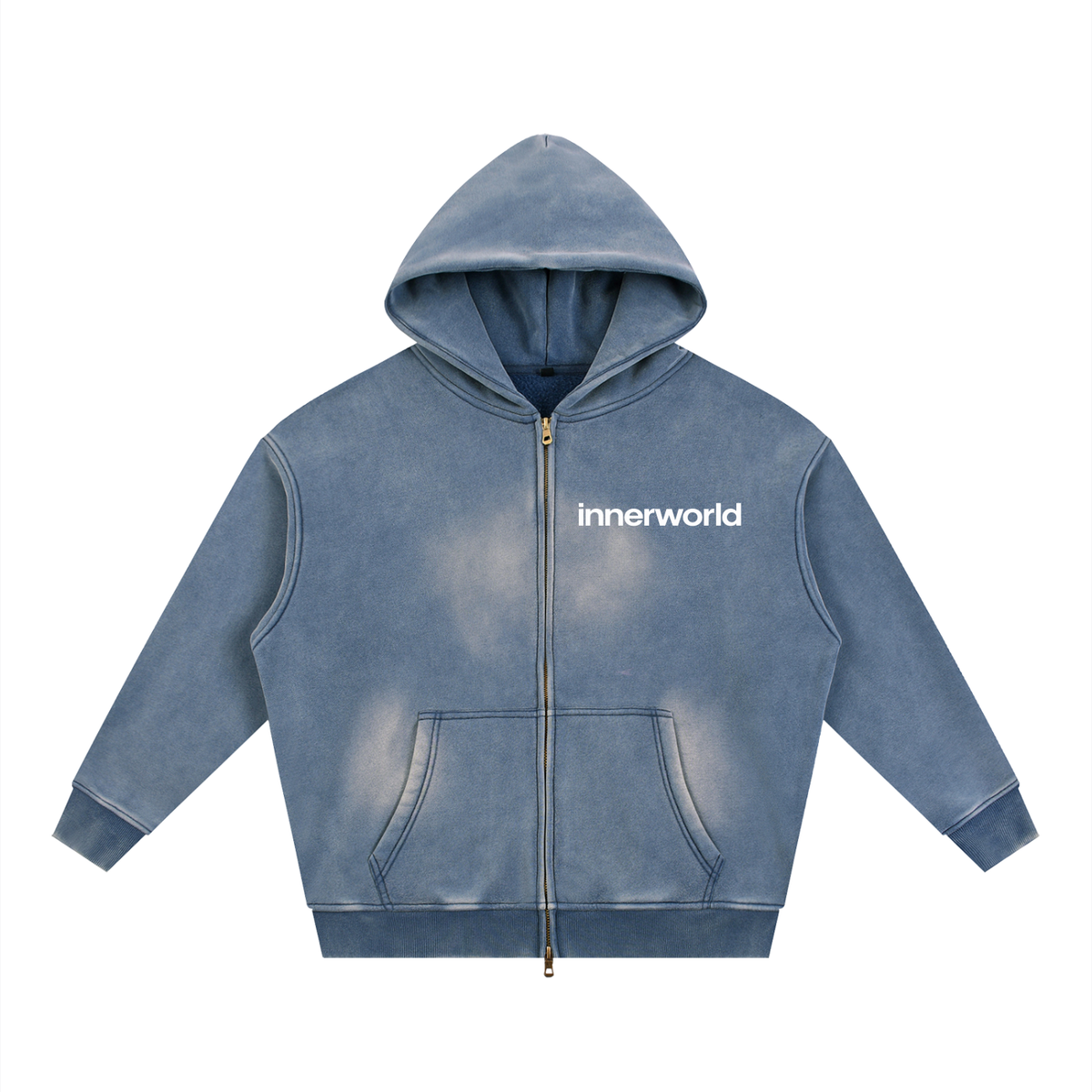 Sunfade Two-way Zipper Boxy Fleece Hoodie
