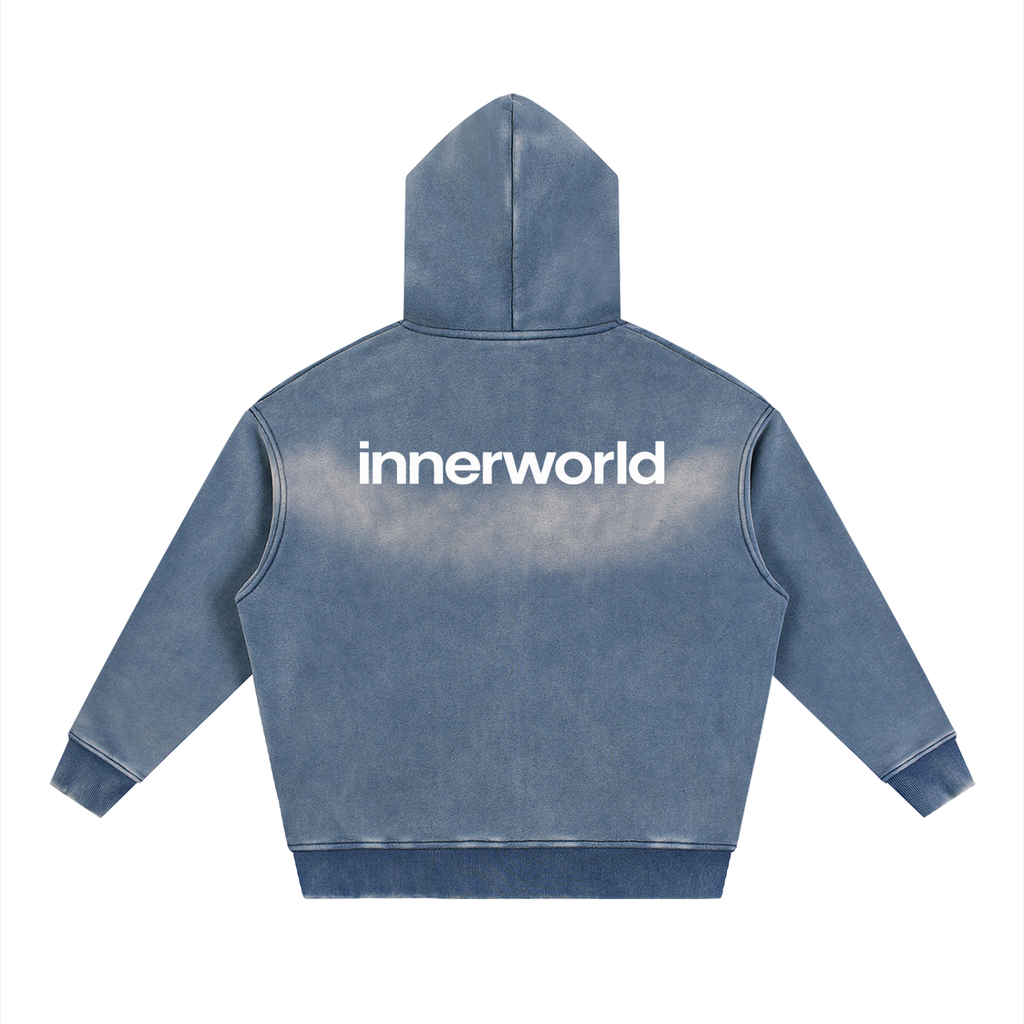 Sunfade Two-way Zipper Boxy Fleece Hoodie