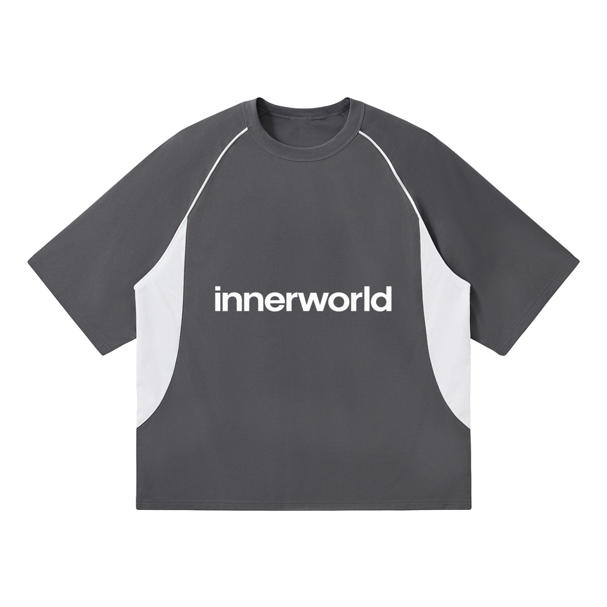 innerworld contrast piping panel raglan tee